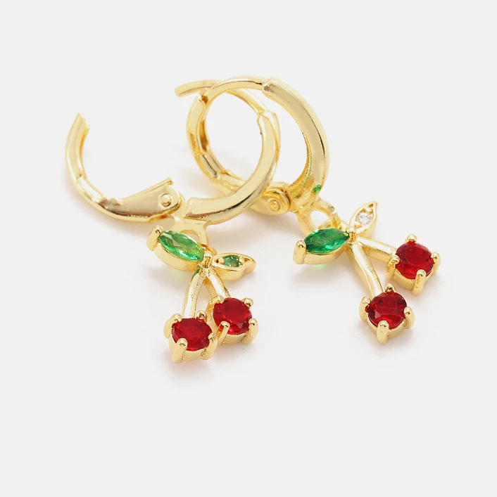 2021 Euramerican stylish zircon of cherry huggie earrings jewelry 
2021 Euramerican stylish zircon of cherry huggie earrings jewelry