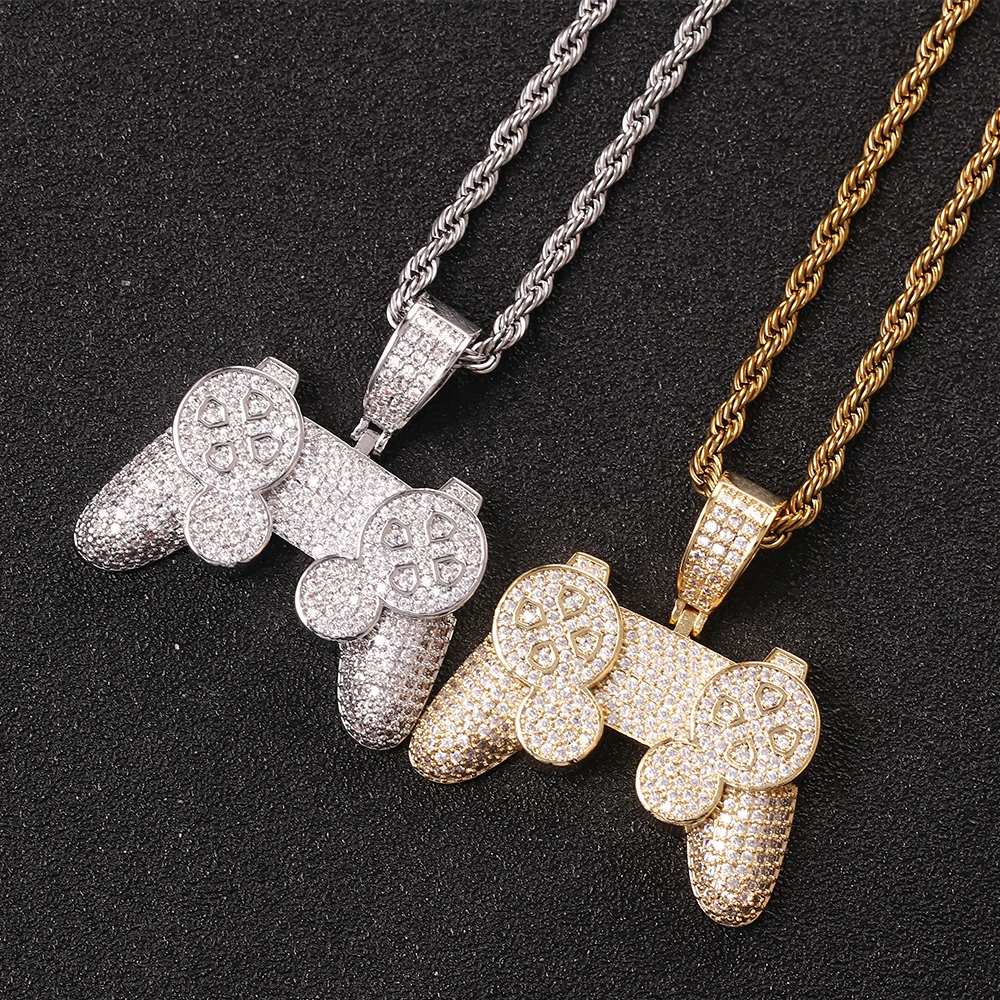 Special Bling Hip-hop Necklace Personality Game Console Handle Pendant Full Zirconium Childhood Creative Handheld Game
Special Bling Hip-hop Necklace Personality Game Console Handle Pendant Full Zirconium Childhood Creative Handheld Game