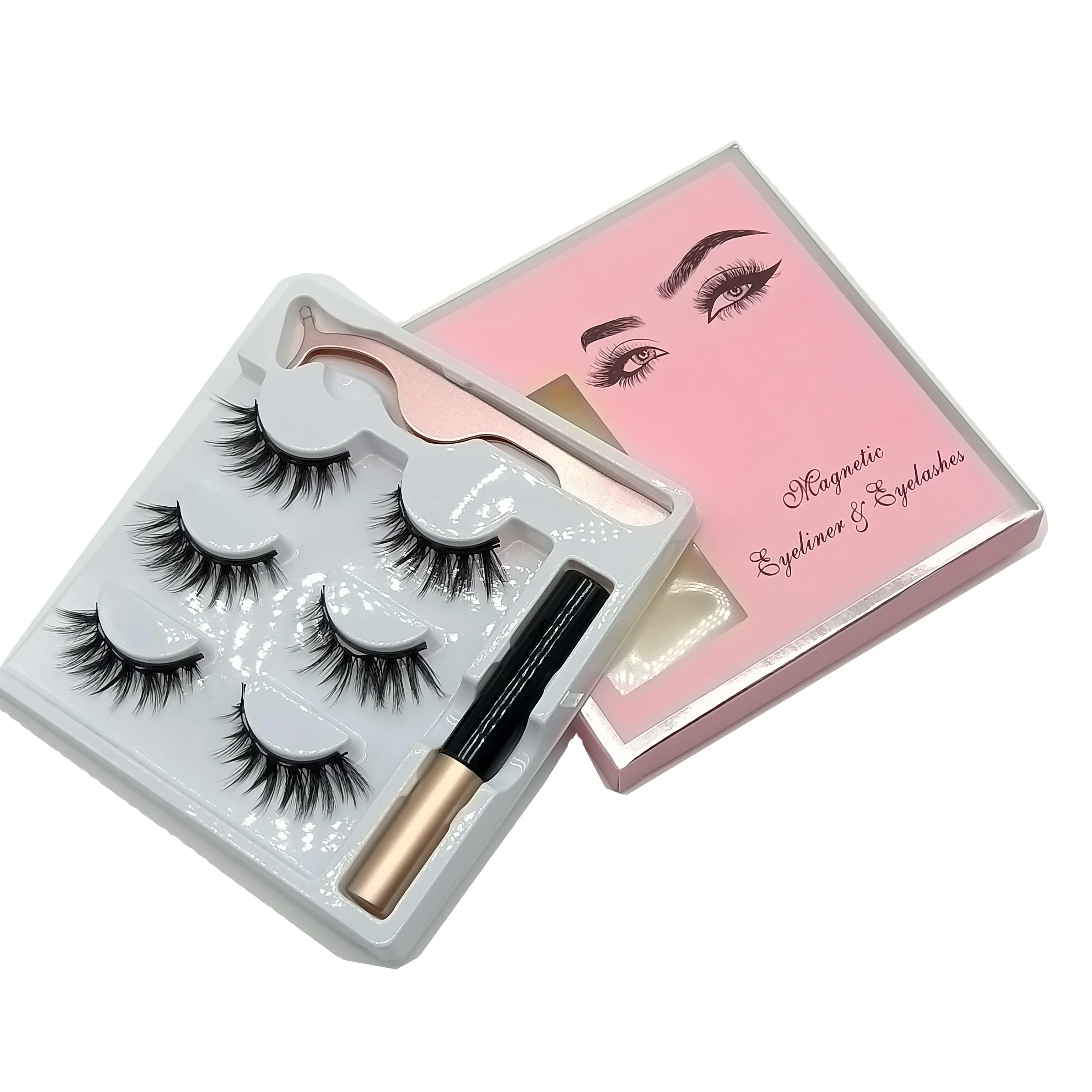Full Strip Magnetic Silk Lashes Private Label Waterproof 3d Magnetic false Mink Eye lashes Set packaging With Eyeliner, Black color
Full Strip Magnetic Silk Lashes Private Label Waterproof 3d Magnetic false Mink Eye lashes Set packaging With Eyeliner, Black color
