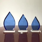 Crystal Trophy Base Blue Flame Crystal Trophy with White Blue Base