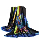 Ladies Long Natural Multicolor Screen Print Cotton Silk Scarves with Tassel