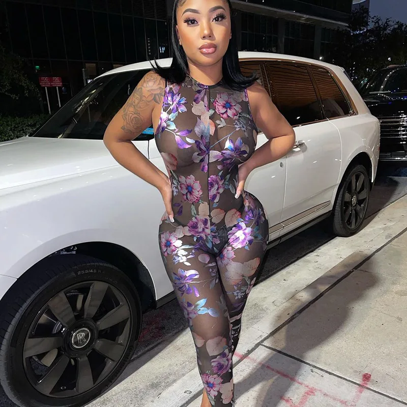 Ladies Gauze See Through Bodysuit Digital Print Floral Backless Sleeveless Jumpsuit
Ladies Gauze See Through Bodysuit Digital Print Floral Backless Sleeveless Jumpsuit