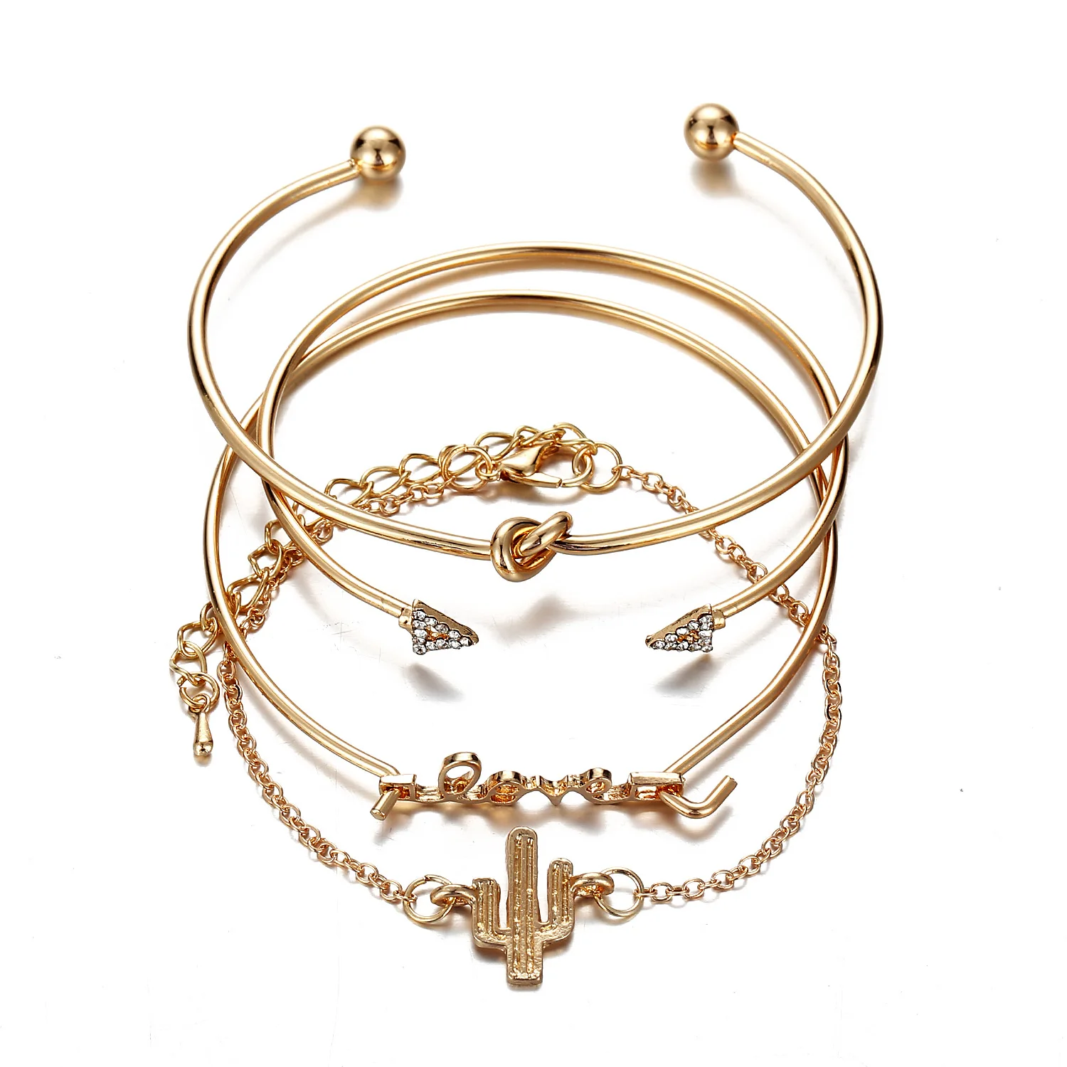 New Luxury Gold Bangles Sets Cactus Pendant 4pcs Gold Plated Jewelry Combination Bracelets with Crystal
New Luxury Gold Bangles Sets Cactus Pendant 4pcs Gold Plated Jewelry Combination Bracelets with Crystal