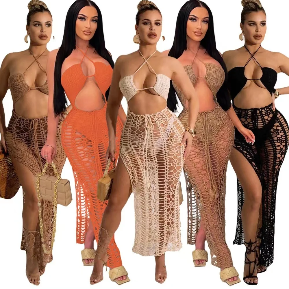 Hand Crochet Knitted Beach Dress Women Sexy Hollow Out Halter Backless Split Maxi Party Club Dresses Outfit Cover Up
Hand Crochet Knitted Beach Dress Women Sexy Hollow Out Halter Backless Split Maxi Party Club Dresses Outfit Cover Up