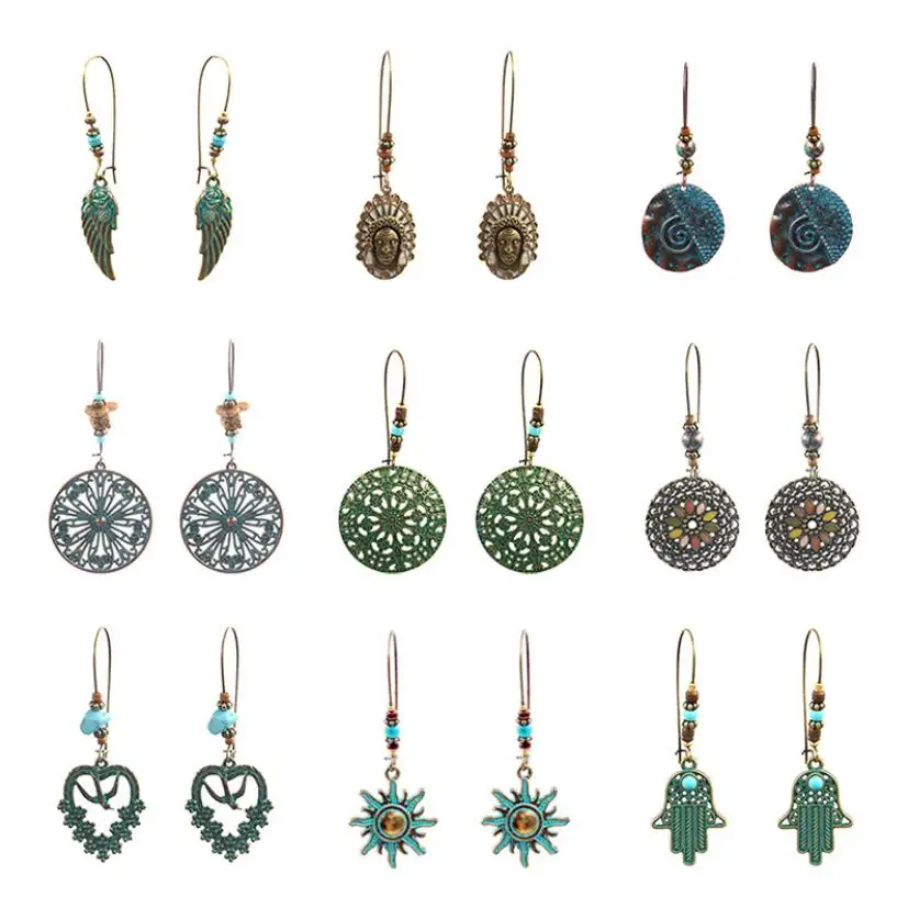 9pairs/sets Tropical Custom Boho Bohemian Jewelry Indian Tribe Leaf Round Chandelier Rustic Ethnic Vintage Drop Earrings, Green
9pairs/sets Tropical Custom Boho Bohemian Jewelry Indian Tribe Leaf Round Chandelier Rustic Ethnic Vintage Drop Earrings, Green