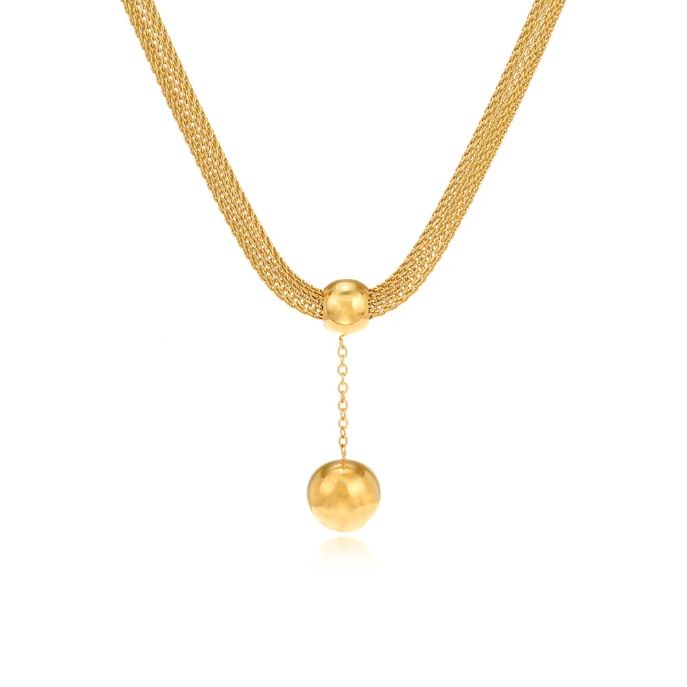 Korean Simple Real 14K Gold Plated Stainless Steel Round Bead Necklace Chunky Chain Stainless Steel Ball Pendant Necklace
Korean Simple Real 14K Gold Plated Stainless Steel Round Bead Necklace Chunky Chain Stainless Steel Ball Pendant Necklace
