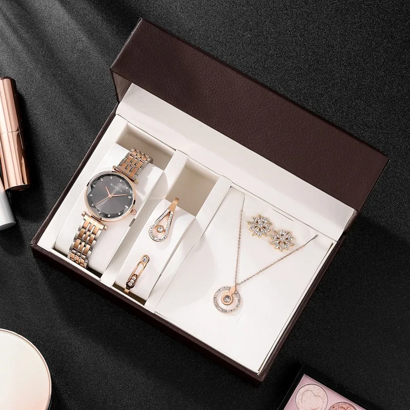 Sandal Wood Dial High Definition Mineral Mirror Watches Women Gift Necklace Bracelet Earrings Watches 4 Piece Set
Sandal Wood Dial High Definition Mineral Mirror Watches Women Gift Necklace Bracelet Earrings Watches 4 Piece Set