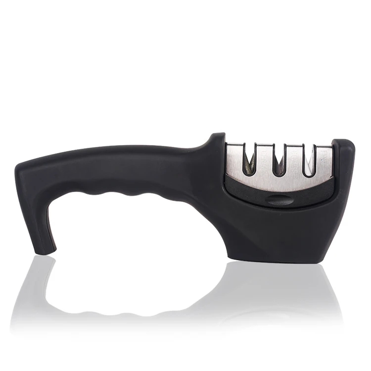 Household professional stainless steel fixed angle sharpening tool 3 stage kitchen knife sharpener, Black
Household professional stainless steel fixed angle sharpening tool 3 stage kitchen knife sharpener, Black