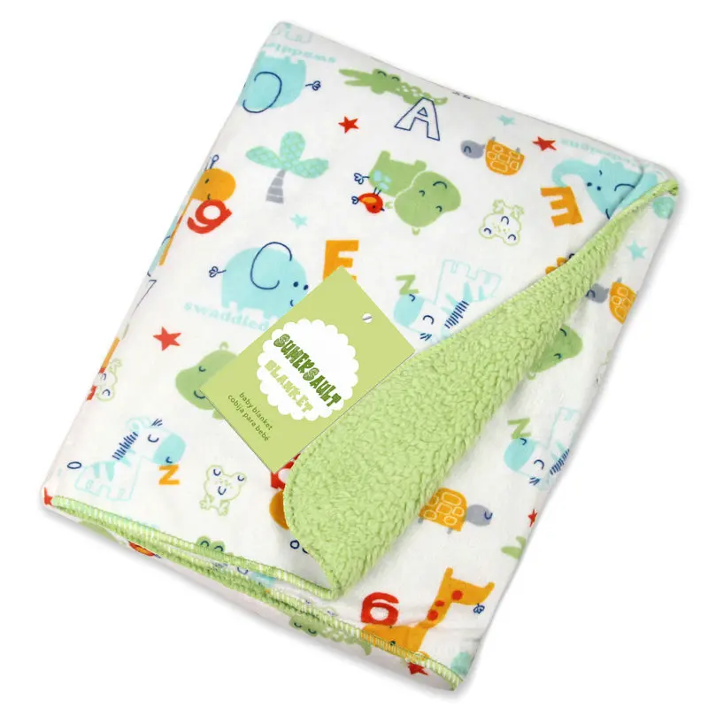 Wholesale polyester printed polar fleece baby flannelcustom baby swaddle blanket