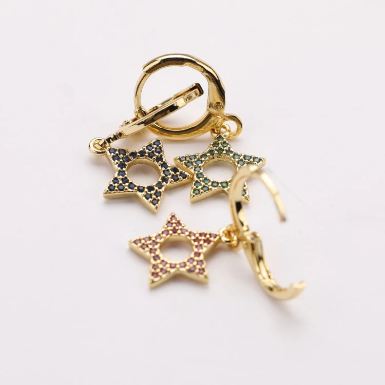 Fuchsia Emerald Sapphire Zirconia Pave Five Star Dangle Pendant Earring Gold Copper Earring
Fuchsia Emerald Sapphire Zirconia Pave Five Star Dangle Pendant Earring Gold Copper Earring