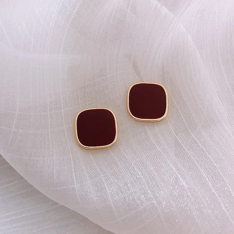 JuHu Wine Red Square French Style High Sense Of Commuting Temperament Female Wholesale Earring, S925 silver needle a109
JuHu Wine Red Square French Style High Sense Of Commuting Temperament Female Wholesale Earring, S925 silver needle a109