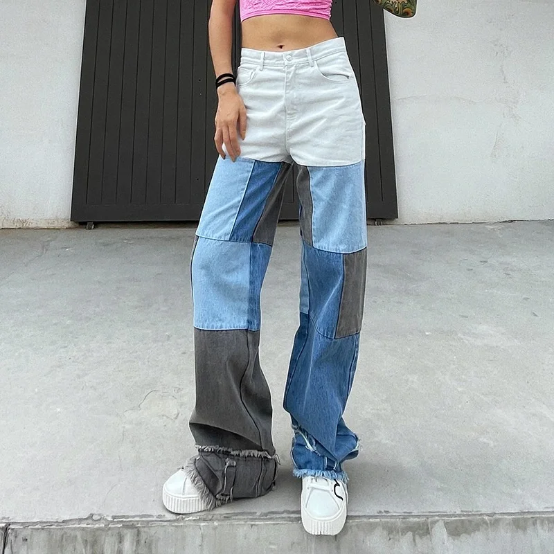 TWOTWINSTYLE Vintage Colorblock Patchwork Streetwear Baggy Straight Wide Leg Denim cargo jeans pants for ladies
TWOTWINSTYLE Vintage Colorblock Patchwork Streetwear Baggy Straight Wide Leg Denim cargo jeans pants for ladies