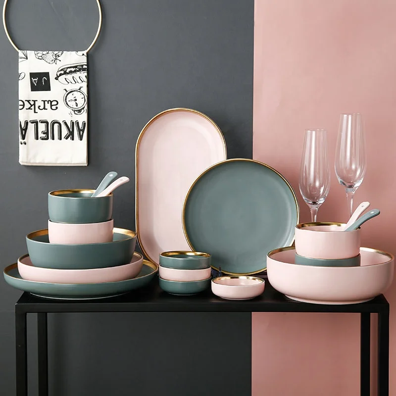 Ceramic Tableware Set Light Luxury Modern Phnom Penh Creative Personality Bowl Plate Dish Spoon Combination, Pink/blue
Ceramic Tableware Set Light Luxury Modern Phnom Penh Creative Personality Bowl Plate Dish Spoon Combination, Pink/blue