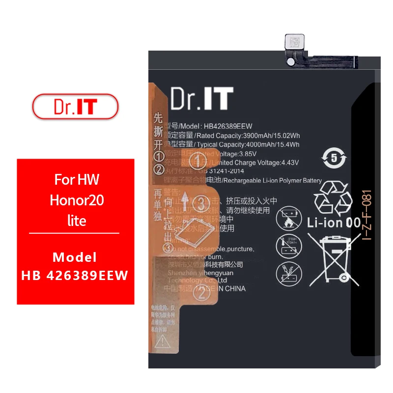 Dr IT Wholesale Supplier Lithium Mobile Battery 4000mah HB426389EEW For Huawei honor20 Lite battery
Dr IT Wholesale Supplier Lithium Mobile Battery 4000mah HB426389EEW For Huawei honor20 Lite battery
