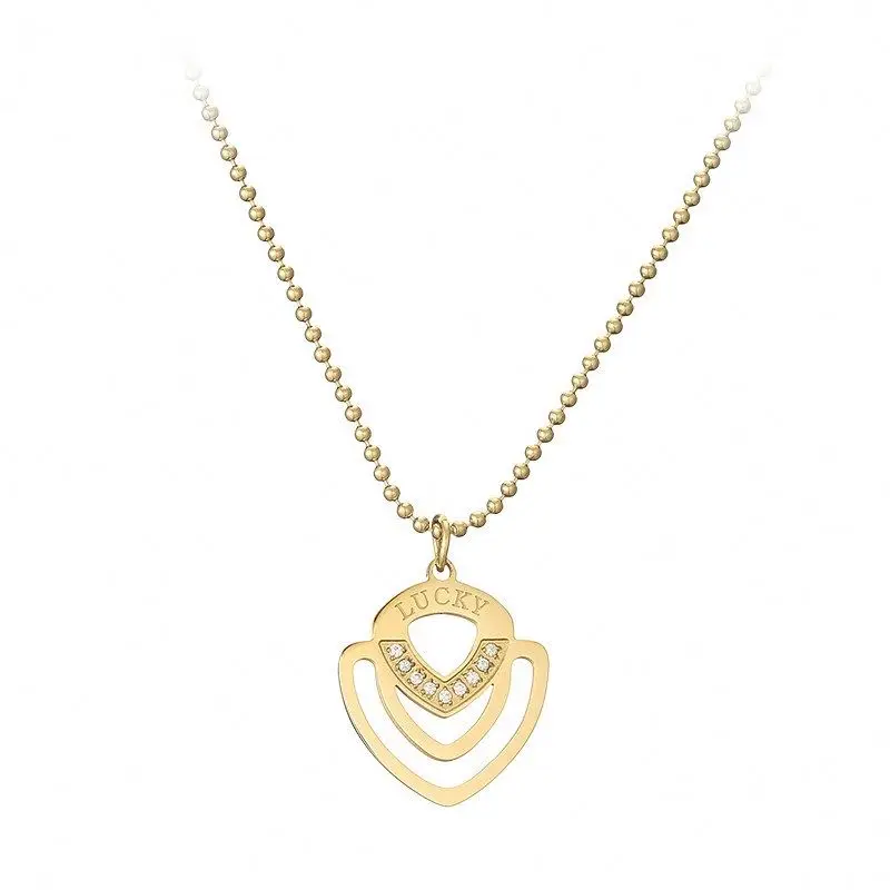 Trendy Heart Pendant Necklace Zircon Gold Plated Stainless Steel Necklace 
Trendy Heart Pendant Necklace Zircon Gold Plated Stainless Steel Necklace