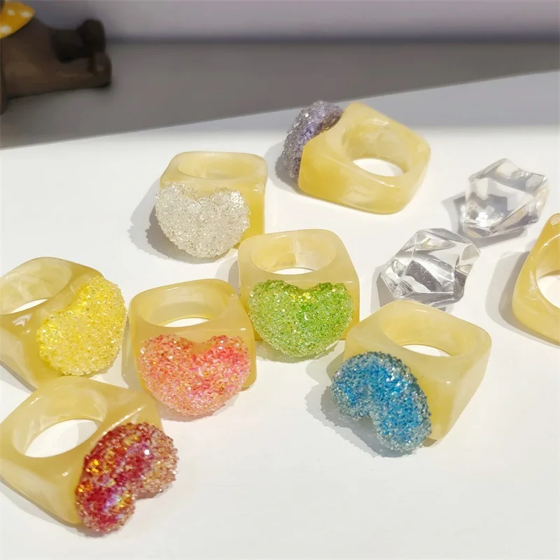 2021 Sailing Jewelry New Girl Sweet Candy Love Heart Resin Ring Peach Heart Glitter Resin Band Ring
2021 Sailing Jewelry New Girl Sweet Candy Love Heart Resin Ring Peach Heart Glitter Resin Band Ring