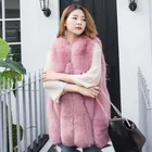 Fashionable High Quality fox fur vest coats with faux fur collar for ladies fur vest fox