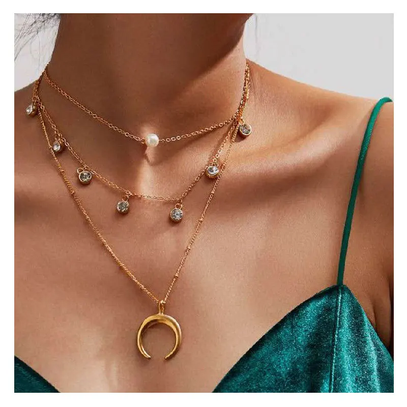 Europe Hot Selling Chain Three Layers Necklace In Gold Color Popular Crystal Necklace For Women 2021 New Fashion Jewelry
Europe Hot Selling Chain Three Layers Necklace In Gold Color Popular Crystal Necklace For Women 2021 New Fashion Jewelry
