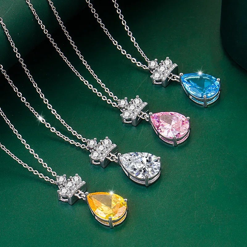 2021 Newest Arrival S925 Sterling Silver Waterdorp Shape Diamond Pendant Necklaces Multi Color Crystal Rhinestone Crown Necklace
2021 Newest Arrival S925 Sterling Silver Waterdorp Shape Diamond Pendant Necklaces Multi Color Crystal Rhinestone Crown Necklace