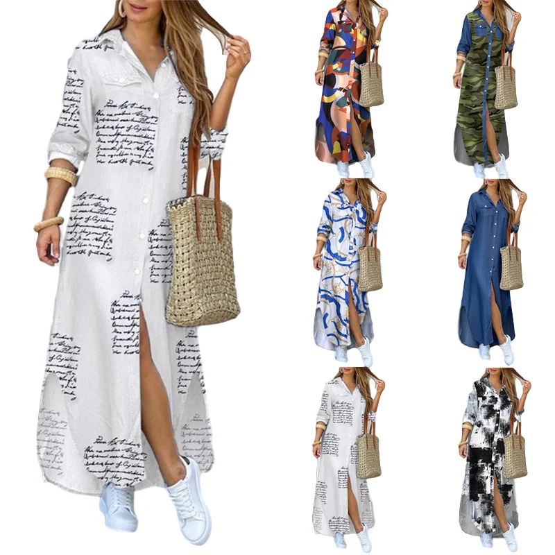 Casual Printed Loose Fitting Spring Clothes Button Up Long Sleeve Maxi Women Shirt Dress, Multiple colors
Casual Printed Loose Fitting Spring Clothes Button Up Long Sleeve Maxi Women Shirt Dress, Multiple colors
