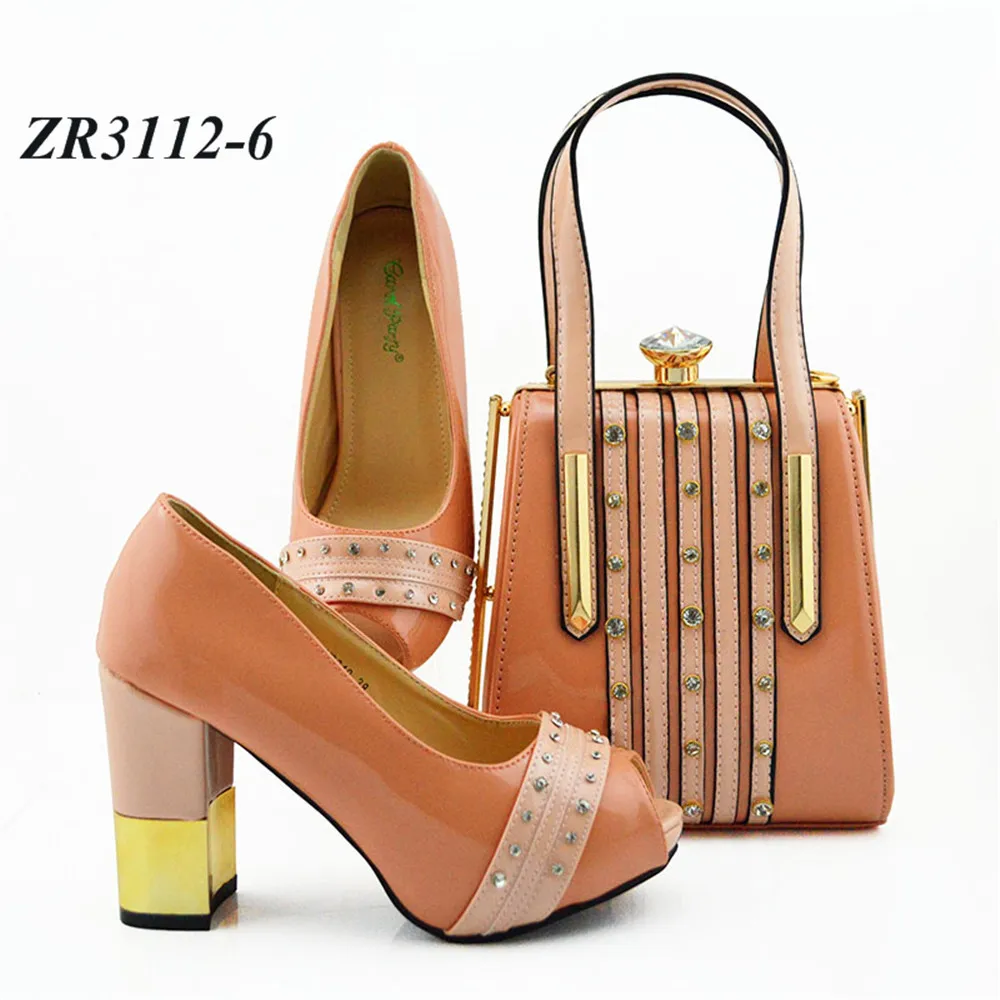 peach coloured shoes and bag