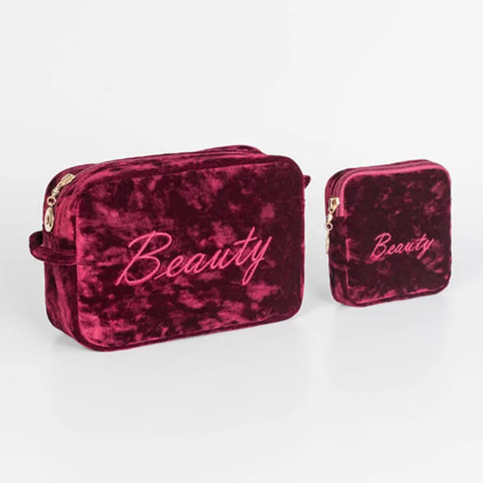 Burgundy Velvet Embroidered Cosmetic Makeup Bag Pouch Storage Clutch Bag, Customized
Burgundy Velvet Embroidered Cosmetic Makeup Bag Pouch Storage Clutch Bag, Customized