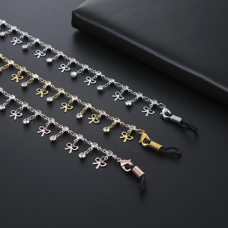 Clear Crystals Butterfly Bow Charm Tassel Glasses Chain Anti-slip Gold Silver Rhinestone Sunglasses Chains Eyewear Cord Clips
Clear Crystals Butterfly Bow Charm Tassel Glasses Chain Anti-slip Gold Silver Rhinestone Sunglasses Chains Eyewear Cord Clips