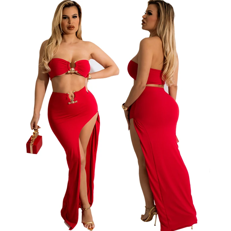 Summer Sexy Sleeveless Wrap Split Dress Two Piece Set Women
Summer Sexy Sleeveless Wrap Split Dress Two Piece Set Women