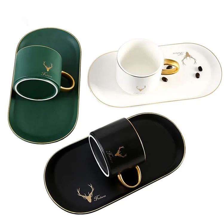 European Simple Style Tea Cup Sets Ceramic with Plate Spoon Dinnerware Set Golden Outline Luxury Coffee Cups Set
European Simple Style Tea Cup Sets Ceramic with Plate Spoon Dinnerware Set Golden Outline Luxury Coffee Cups Set