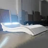 Wholesale hot sale modern curve white double bed headboard led light bed