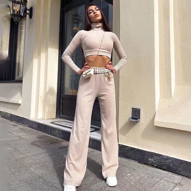 Fashion women's long-sleeved high-neck wide-leg pants suit sexy slim long-sleeved trousers two-piece suit
Fashion women's long-sleeved high-neck wide-leg pants suit sexy slim long-sleeved trousers two-piece suit