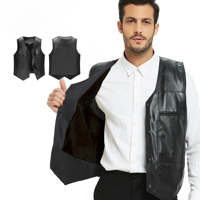 Warm Fall Winter Men's Big PU Multi Pockets Utility Coat Vest Fleece Sleeveless Leather Men Plus Size Jacket
Warm Fall Winter Men's Big PU Multi Pockets Utility Coat Vest Fleece Sleeveless Leather Men Plus Size Jacket