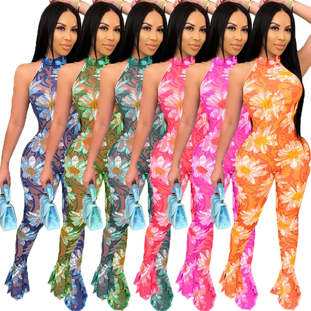 New Fashion 2021 Women Casual Sleeveless Floral Print Patchwork Club Bell Bottom Jumpsuit
New Fashion 2021 Women Casual Sleeveless Floral Print Patchwork Club Bell Bottom Jumpsuit