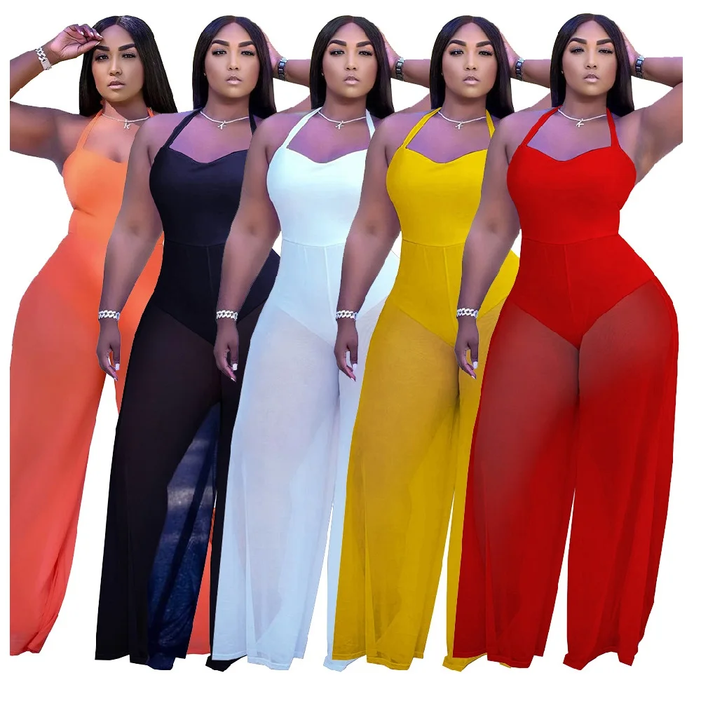 BA008 2021 Fashion pure color double fabric stitching band type hanging neck jumpsuit romper plus size women clothing
BA008 2021 Fashion pure color double fabric stitching band type hanging neck jumpsuit romper plus size women clothing