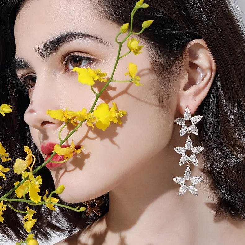 Simple Long Geometric Five-Pointed Star Pendant Earrings Shining Natural Crystal Rhinestone Stud Earrings
Simple Long Geometric Five-Pointed Star Pendant Earrings Shining Natural Crystal Rhinestone Stud Earrings