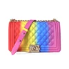 2020 New Women's fancy lady handbags jelly shoulder bag colorful PVC bag tote
