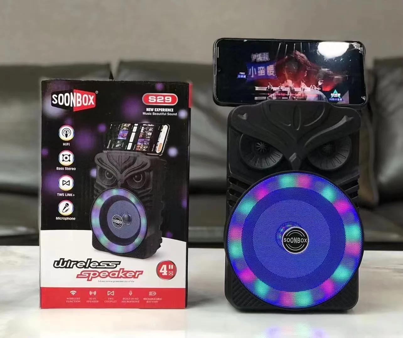 S30 Factory Direct Selling BT Speaker 4 Inch Small TWS Rechargeable Speaker With Cool Light
S30 Factory Direct Selling BT Speaker 4 Inch Small TWS Rechargeable Speaker With Cool Light