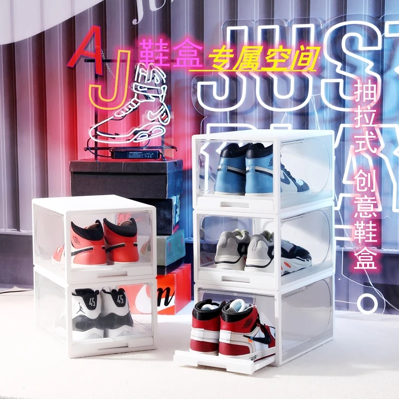 Hot sale easy assembly plastic shoe box drawer type storage shoe box clear shoe boxes transparent stacked organizer, White/black/gules
Hot sale easy assembly plastic shoe box drawer type storage shoe box clear shoe boxes transparent stacked organizer, White/black/gules