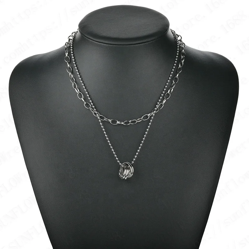Personalized retro chain double-layer punk necklace punk male and female hip hop cool wave bead chain pendant necklace, As pics
Personalized retro chain double-layer punk necklace punk male and female hip hop cool wave bead chain pendant necklace, As pics
