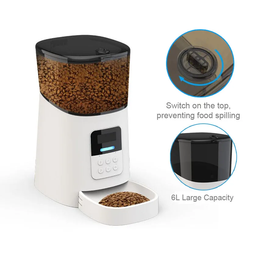 6L Large Capacity APP control Pet Auto Feeder Automatic Dog Food Feeder with LCD Display, White/black
6L Large Capacity APP control Pet Auto Feeder Automatic Dog Food Feeder with LCD Display, White/black