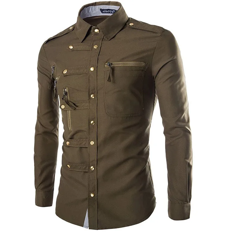 Autumn Men Long Sleeve Cargo Shirt Casual Slim Fit Fashion Epaulet Double Zipper Pocket Mens Dress Shirt
Autumn Men Long Sleeve Cargo Shirt Casual Slim Fit Fashion Epaulet Double Zipper Pocket Mens Dress Shirt