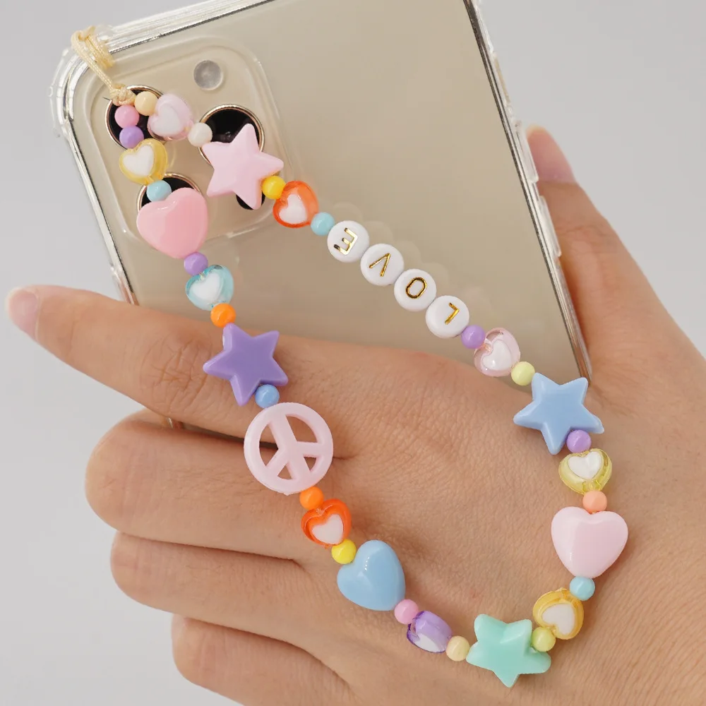 Custom Handmade Diy Letter Beads Phone Strap Chain Colorful Rainbow Cute Beaded Mobile Phone Chain Accessories
Custom Handmade Diy Letter Beads Phone Strap Chain Colorful Rainbow Cute Beaded Mobile Phone Chain Accessories