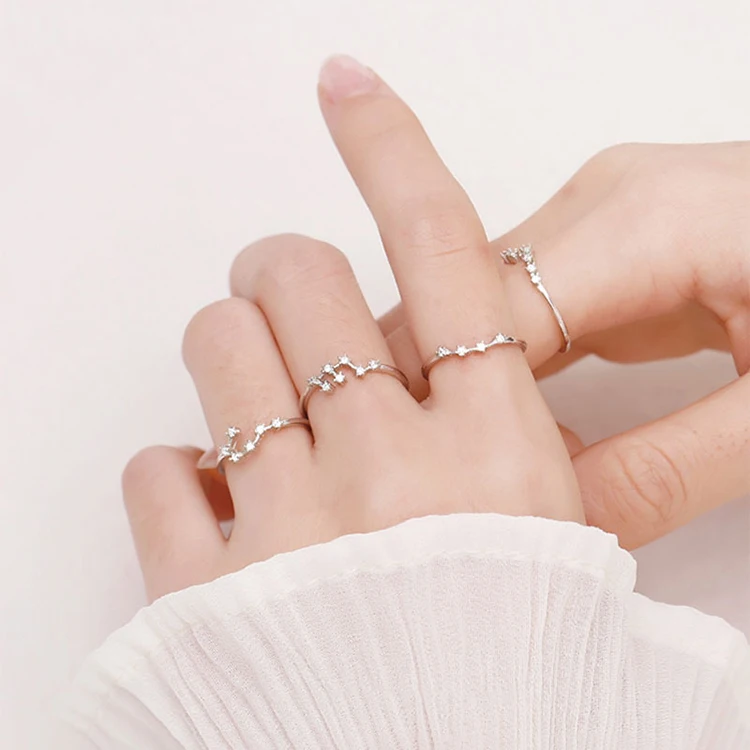 New 12 Constellations Adjustable Ring Women Birthday Gifts Zircon 925 Sterling Silver Zodiac Ring
New 12 Constellations Adjustable Ring Women Birthday Gifts Zircon 925 Sterling Silver Zodiac Ring