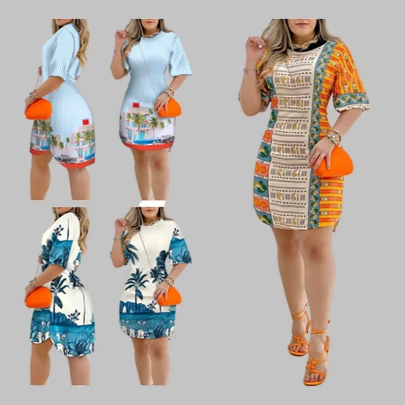 2022 New Arrivals costume Summer Women's Trend Scenic Stripe Print short sleeved shirt T-shirt ladies Casual Dress
2022 New Arrivals costume Summer Women's Trend Scenic Stripe Print short sleeved shirt T-shirt ladies Casual Dress