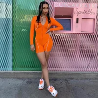 Custom One Piece fitness neon Long Sleeve front zipper women reflective Jumpsuit Shorts Rompers
Custom One Piece fitness neon Long Sleeve front zipper women reflective Jumpsuit Shorts Rompers