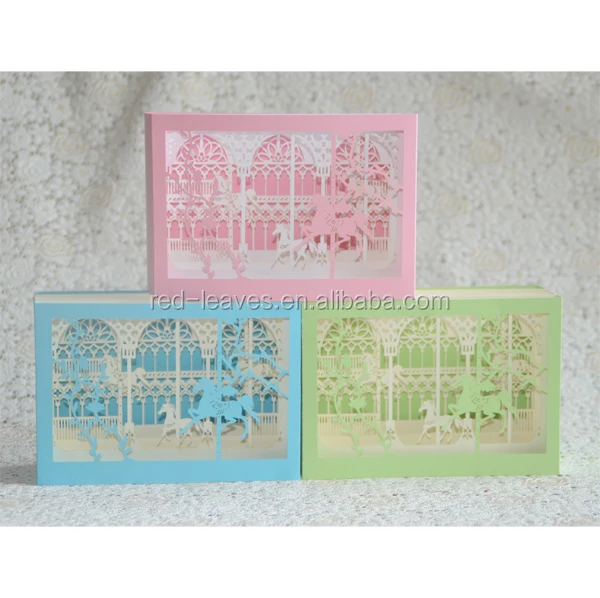 merry christmas card,pop up christmas cards,laser cut greeting