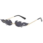 Hip Hop Small Frame Women Rimless Sunglasses Flare Narrow Metal Men Glasses
