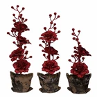 Decorative Day 2020 New Plastic Decorative Of Valentine's Day Flowers Glitter And Frost Rose Pot
