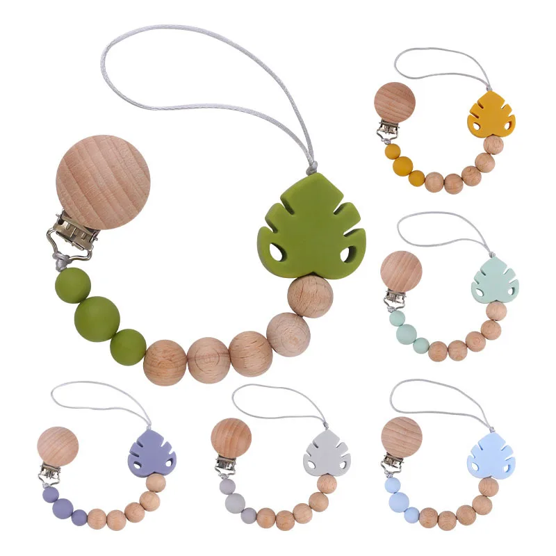 Wholesale Wood Silicone Leaves Beads Pacifier Clip Sensory Baby Pacifier Soother Holder
Wholesale Wood Silicone Leaves Beads Pacifier Clip Sensory Baby Pacifier Soother Holder