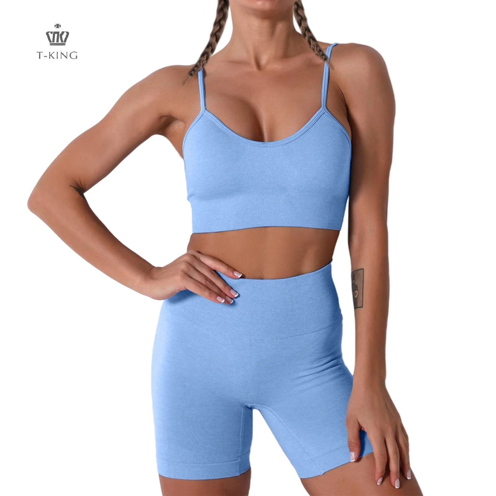 Tking custom logo OEM High Elastic Workout Set Women Fitness Clothing Sports Wear Short Bra + Legging Yoga Set, Customized colors
Tking custom logo OEM High Elastic Workout Set Women Fitness Clothing Sports Wear Short Bra + Legging Yoga Set, Customized colors